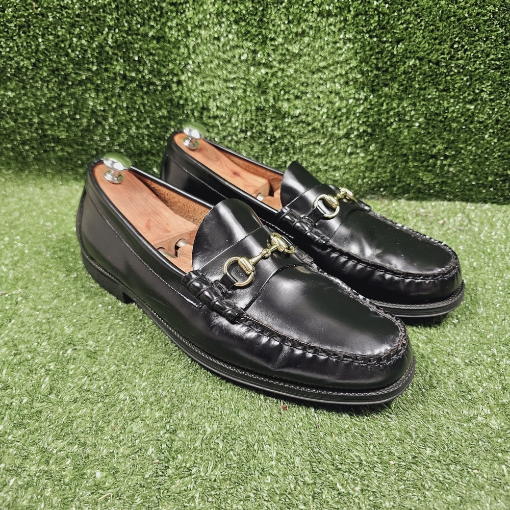 GH Bass Weejuns Lincoln Bit Black Leather Slip On Dress Loafers Mens Size 13 D
